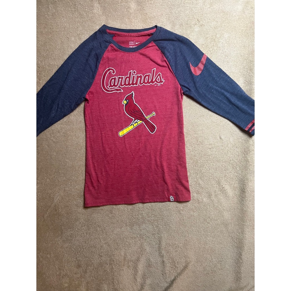 Nike St. Louis Cardinals Women XS Athletic Fit Red Grey 3/4 Sleeve‎ MLB (Z)
